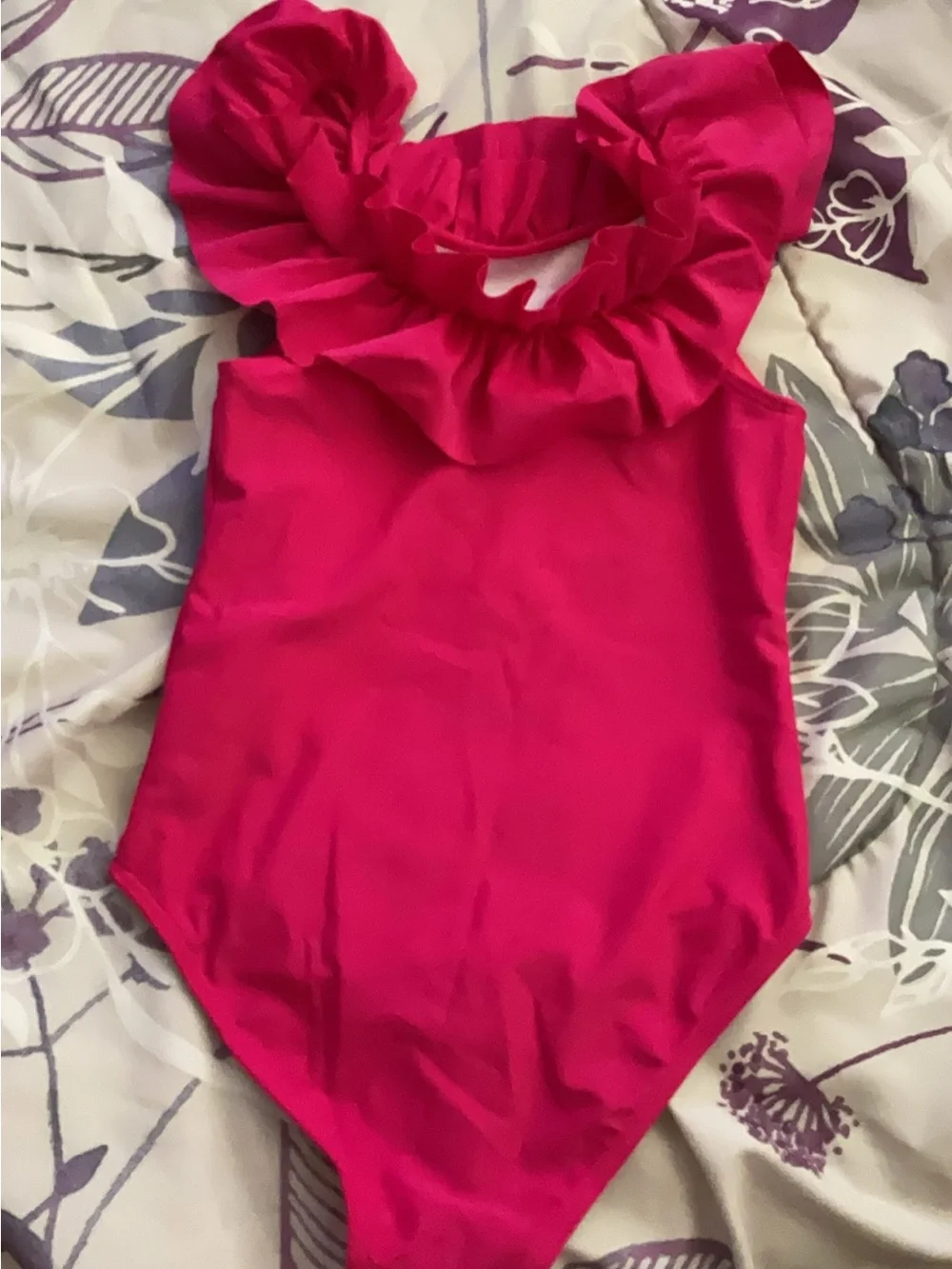 Ruffled One-Piece Swimsuit in Bright Pink